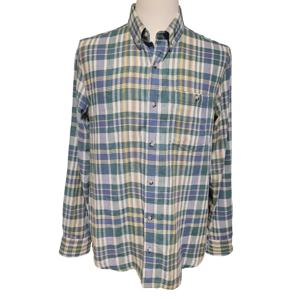 TOAD&CO Mens Plaid Flannel Shirt Recycled Cotton Blend Cowboy Utility Size M